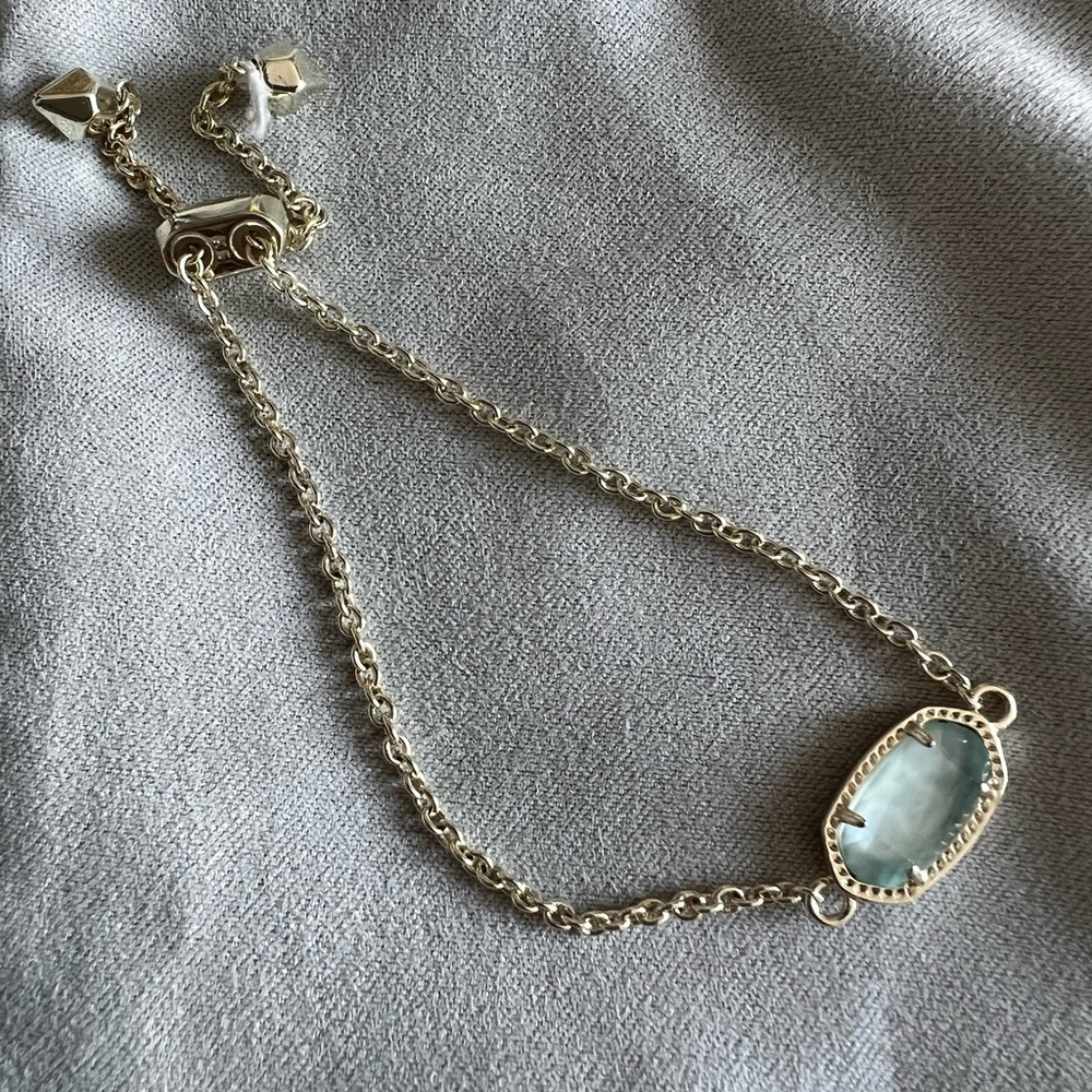 NEW Kendra Scott Elaina Adjustable Chain Bracelet In Light Blue Illusion